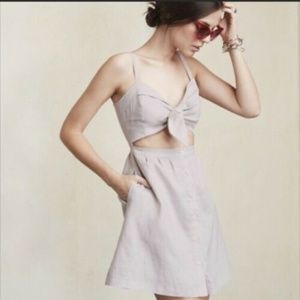 Reformation Sz 4 Miramar Dress Beige Tie Front Cut